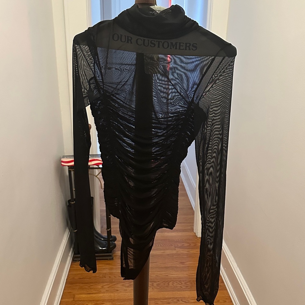 FP Movement by Free People Black Sheer Ruched Top